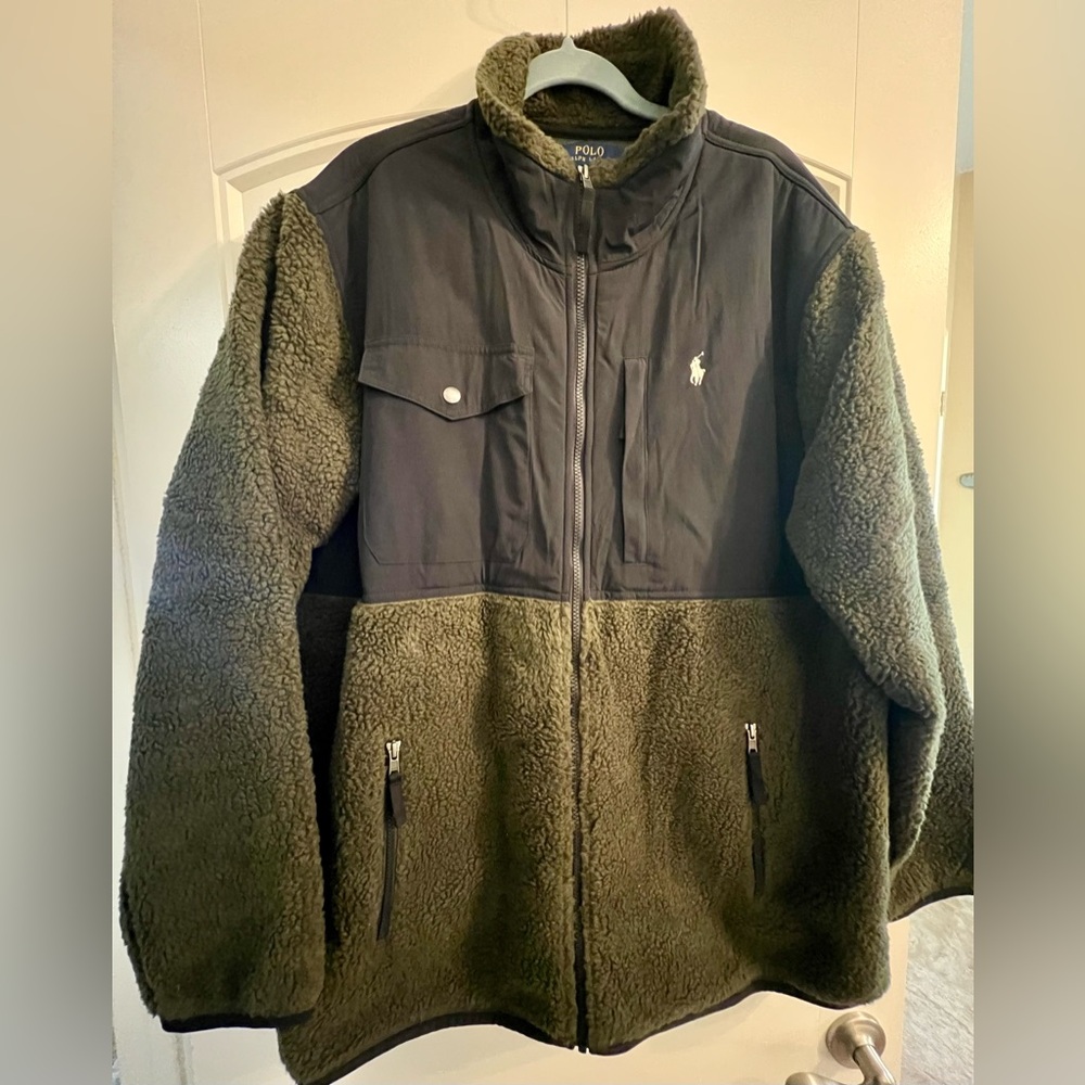 Men’s Polo Ralph Lauren Green/Black Sherpa coat size XXL excellent condition